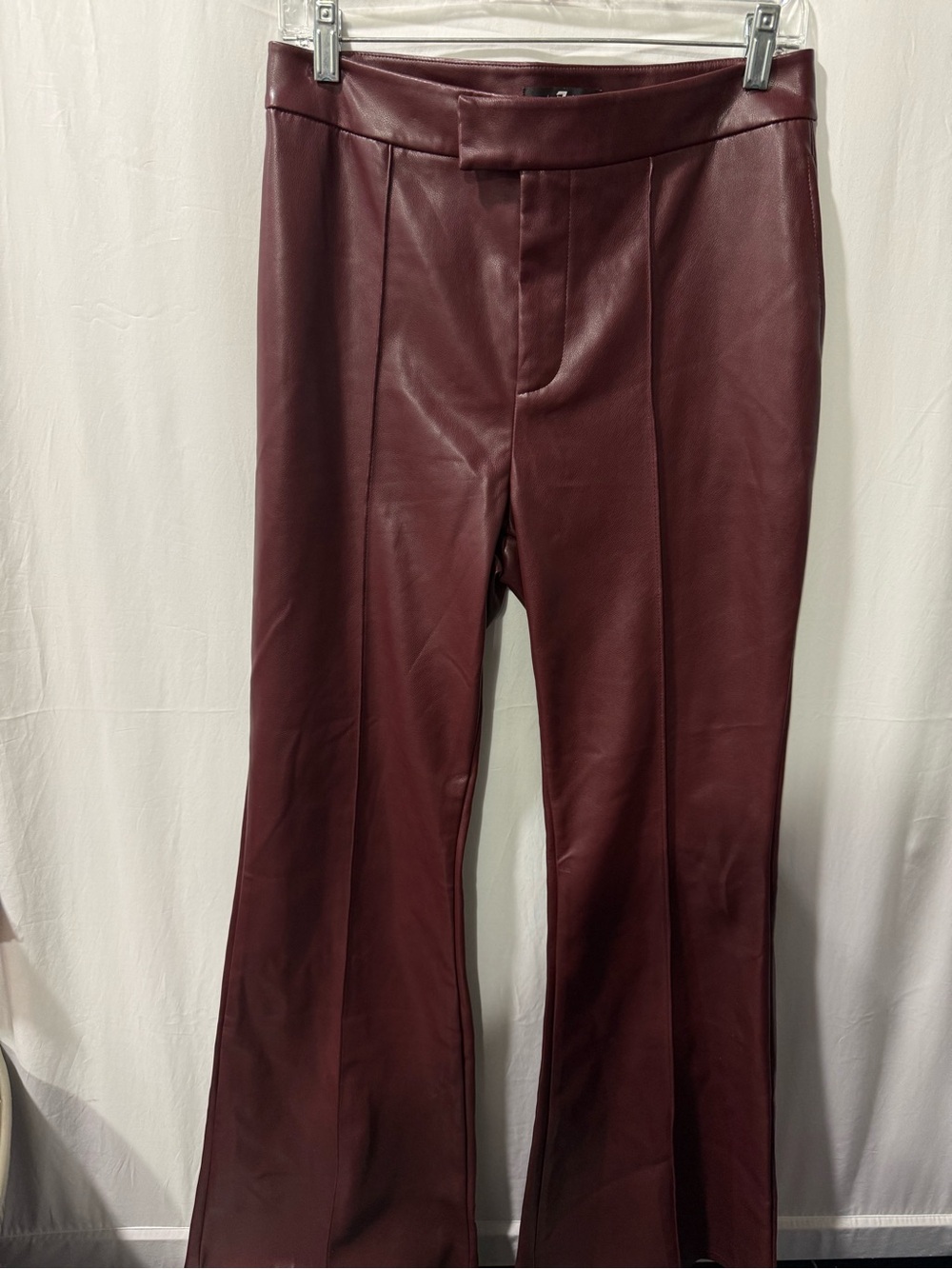 7 For All Mankind Burgundy Faux Leather Flare Pants